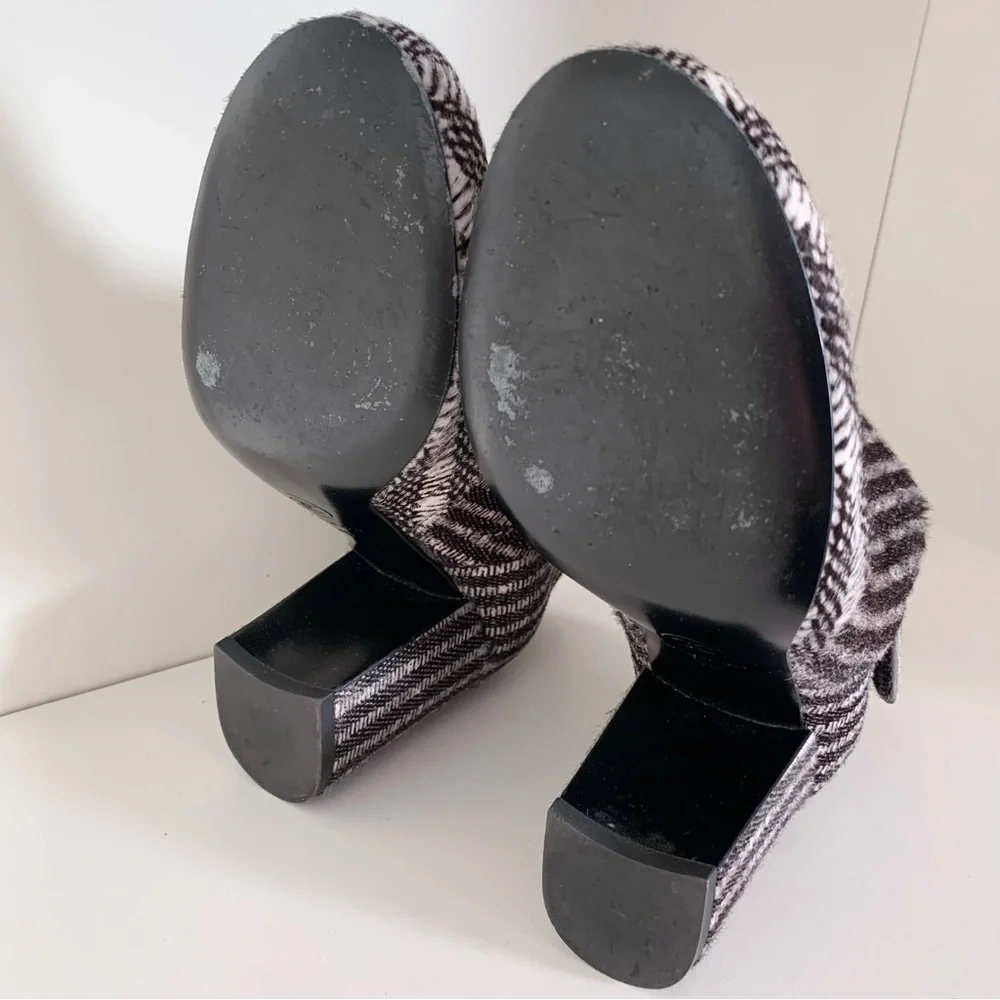 Chanel pony hair chain logo zipper booties